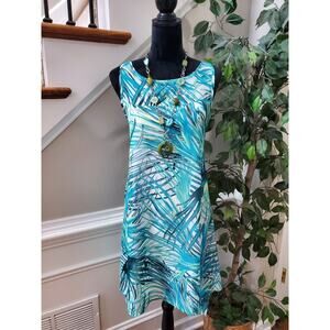 Robbie Bee Women's Blue Polyester Round Neck Sleeveless Knee Length Dress Size 8